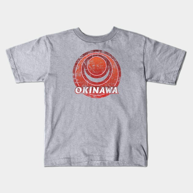 Okinawa Prefecture Japanese Symbol Distressed Kids T-Shirt by PsychicCat